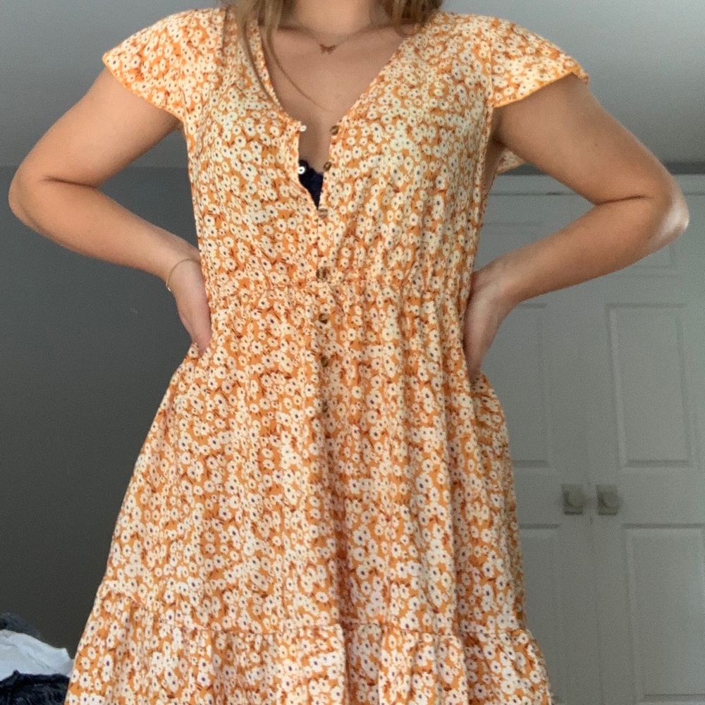 Yellow Mini Dress with flowers